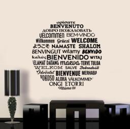 Welcome in Different Languages Wall Decal Hello Poster Office Sign Quote Vinyl Sticker Hallway Decor Art 8-80 - thumbnail 1
