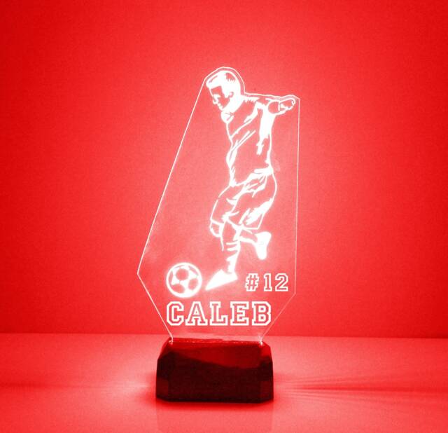 Light Up Soccer Player, Custom Engraved Night Light, Personalized Free, 16 Color Options With Remote Control, Player - image 1