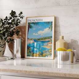 Falmouth Travel Poster Cornwall Coastal Art, UK Home Decor - thumbnail 3
