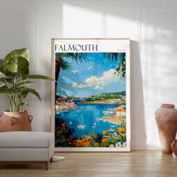 Falmouth Travel Poster Cornwall Coastal Art, UK Home Decor - thumbnail 2