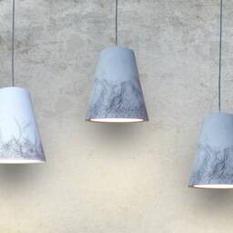 Handmade Ceramic Pendant Lamp Off White Cone Light With Scratched Texture - thumbnail 4