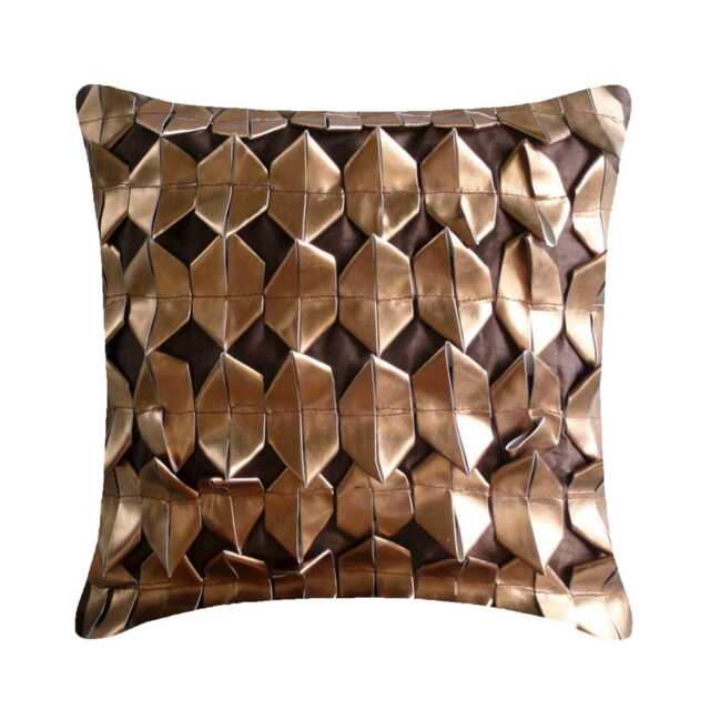 "Faux Leather Brown Orange Couch Cushion 16""x16" - image 1