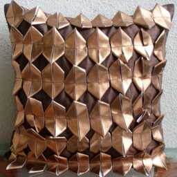 "Faux Leather Brown Orange Couch Cushion 16""x16" - thumbnail 2