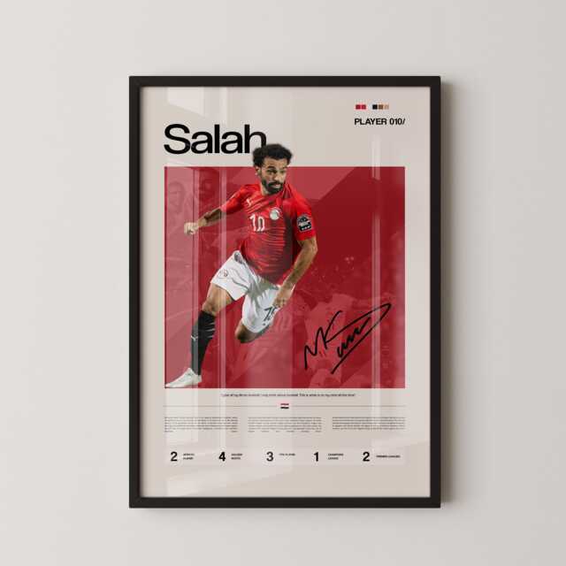 Mohamed Salah Egypt Poster, Football Wall Art, Soccer Print, Stats Egyptian King Gift, Sports Decor - image 1