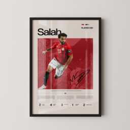 Mohamed Salah Egypt Poster, Football Wall Art, Soccer Print, Stats Egyptian King Gift, Sports Decor - thumbnail 1
