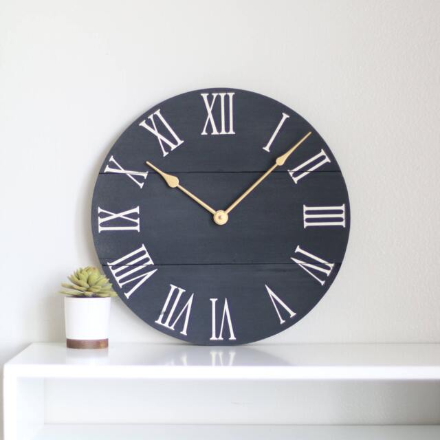 Handmade Dark Grey Wooden Wall Clock - Mid-Century Modern Decor - image 1