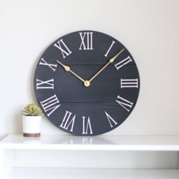 Handmade Dark Grey Wooden Wall Clock - Mid-Century Modern Decor - thumbnail 4