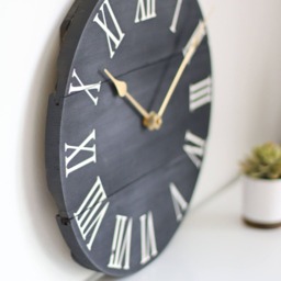 Handmade Dark Grey Wooden Wall Clock - Mid-Century Modern Decor - thumbnail 2