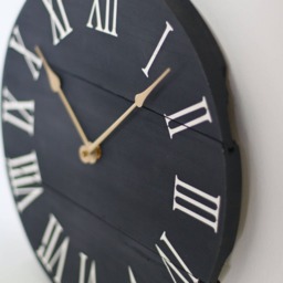 Handmade Dark Grey Wooden Wall Clock - Mid-Century Modern Decor - thumbnail 3