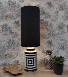 Extra Tall Drum Lampshade in Black Velvet, 50cm Height