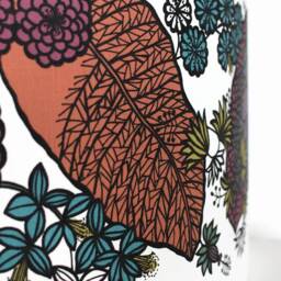 60cm Large Tropical Leaf Lampshade Handmade By Vivid Shades, Funky Scandinavian Fabric, Floral Rainforest Drum Orange Purple Green - thumbnail 3