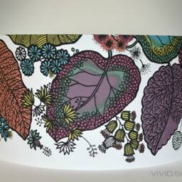 60cm Large Tropical Leaf Lampshade Handmade By Vivid Shades, Funky Scandinavian Fabric, Floral Rainforest Drum Orange Purple Green - thumbnail 2
