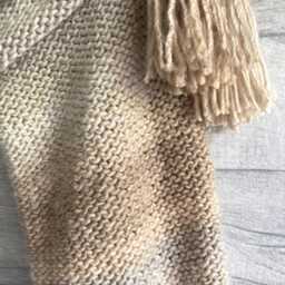Neutral Tones Christmas Stocking Hand Knit Minimalist Mantel Decor - thumbnail 3