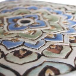 Handmade Ceramic Mandala Wall Hanging, Tile Decor, Matt Blue - 30cm/11.8 - thumbnail 2