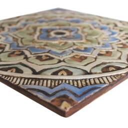 Handmade Ceramic Mandala Wall Hanging, Tile Decor, Matt Blue - 30cm/11.8 - thumbnail 3