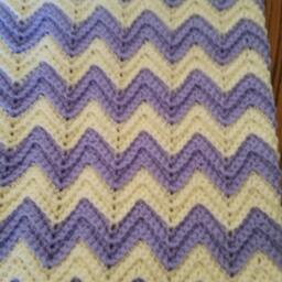Crochet Baby Blanket, White & Purple Shower, Gift Idea, Ready To Ship - thumbnail 3