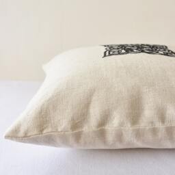Henna Pattern Pillow Cover, Embroidered Cotton Linen Cushion - thumbnail 4