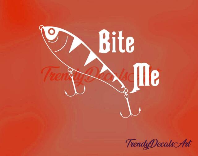 Bite Me Decal, Fishing Sticker, Lure Vinyl Rod Angler Decal, Fish Hook Boat Decal - image 1