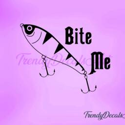 Bite Me Decal, Fishing Sticker, Lure Vinyl Rod Angler Decal, Fish Hook Boat Decal - thumbnail 2