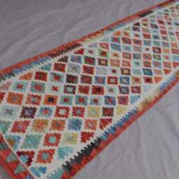3x10 Runner Rug, Afghan Authentic Handmade Kilim Wool Rug, Geometric Patterns Multicolor Natural Veg Dyes Flatweave Hallway - thumbnail 2