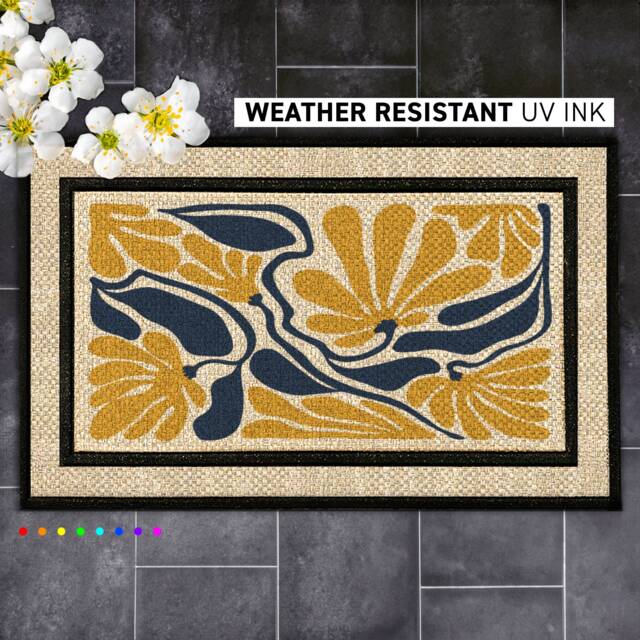 Outdoor Floral Abstract Mid Century Modern Doormat, Weather Resistant Entry Mat, Weather-Resistant Decor, Outdoor Rug - image 1