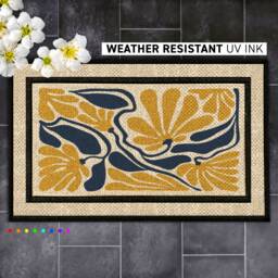 Outdoor Floral Abstract Mid Century Modern Doormat, Weather Resistant Entry Mat, Weather-Resistant Decor, Outdoor Rug - thumbnail 1