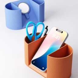 Desk Tidy Pen Pot - Ribbed Mobile Stand Custom Office Gift Magsafe Compatible Organiser - thumbnail 1