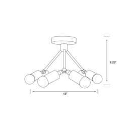 Damon Modern 6 Light Sputnik Mid Century Industrial Semi Flush - thumbnail 4