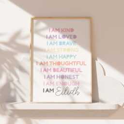 Set Of 3, Girls Personalised Nursery Prints, Rainbow Wall Art, Toddler Bedroom, , Bedroom Decor, Playroom, Affirmations - thumbnail 3