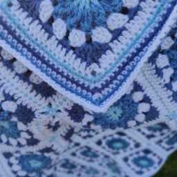 Handcrafted Granny Square Crochet Blanket Turquoise Blue Coastal Afghan - thumbnail 3