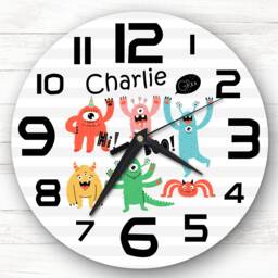 Happy Monsters Kids Room Custom Gift Personalised Clock - thumbnail 1