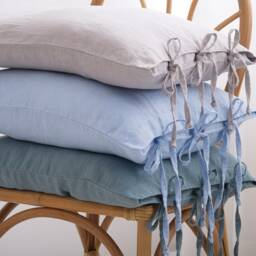 Linen Pillow Cover - Square Pillow Cover Softened Case Ties Stylish Organic - thumbnail 3