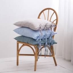 Linen Pillow Cover - Square Pillow Cover Softened Case Ties Stylish Organic - thumbnail 2