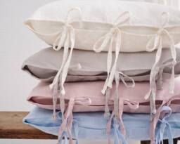 Linen Pillow Cover - Square Pillow Cover Softened Case Ties Stylish Organic - thumbnail 1