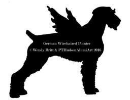 German Wire Haired Pointer, Angel, Dog Tree Topper, Holiday, Wreath Decoration, Christmas, Aluminum, Yard Stake, Wall Hanging, Pet Memorial