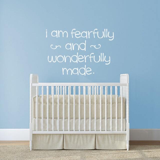 I Am Fearfully & Wonderfully Made Wall Decal, Nursery Art, Scripture Decor, Bible Quote Childrens Church Decor - image 1