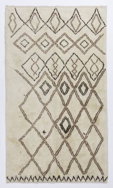 Handmade Beige Berber Rug Moroccan Atlas Design, Natural Wool - image 1