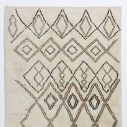 Handmade Beige Berber Rug Moroccan Atlas Design, Natural Wool - thumbnail 3