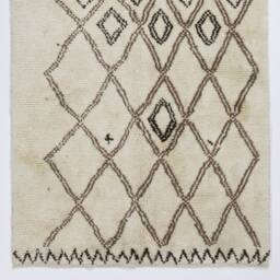 Handmade Beige Berber Rug Moroccan Atlas Design, Natural Wool - thumbnail 2
