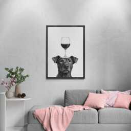 Patterdale Terrier Dog Art Print, Funny & Wine Drawing, Lover Wall Decor, Lovers Gifts - thumbnail 3