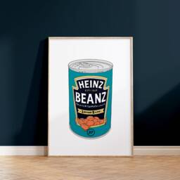 Baked Beans Print, Heinz Illustration, Kitchen Unframed, A1/A2/A3/A4/A5, Poste, Food - thumbnail 2
