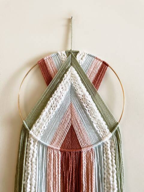 Yarn Hoop Wall Hanging, Modern Boho Nursery Decor - image 1