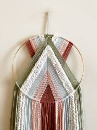 Yarn Hoop Wall Hanging, Modern Boho Nursery Decor - thumbnail 1