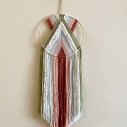 Yarn Hoop Wall Hanging, Modern Boho Nursery Decor - thumbnail 2