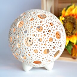 Sphere Candle Lantern Pottery Tea Light Holder, Home Decor - thumbnail 3