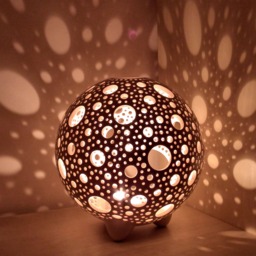 Sphere Candle Lantern Pottery Tea Light Holder, Home Decor - thumbnail 1