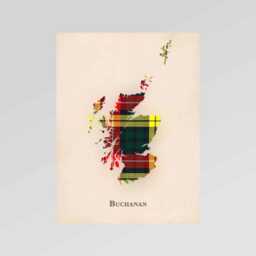 Clan Buchanan Scottish Tartan Map - Of Scotland Family Wall Decor, Ready To Hang - thumbnail 2