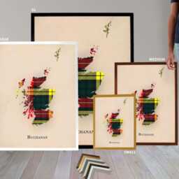 Clan Buchanan Scottish Tartan Map - Of Scotland Family Wall Decor, Ready To Hang - thumbnail 3
