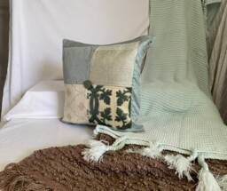 Designers Guild Pillow Cover Mineral Green Linen, Cut Velvet, 18 - thumbnail 1