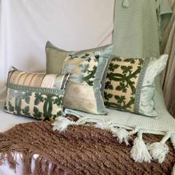Designers Guild Pillow Cover Mineral Green Linen, Cut Velvet, 18 - thumbnail 4
